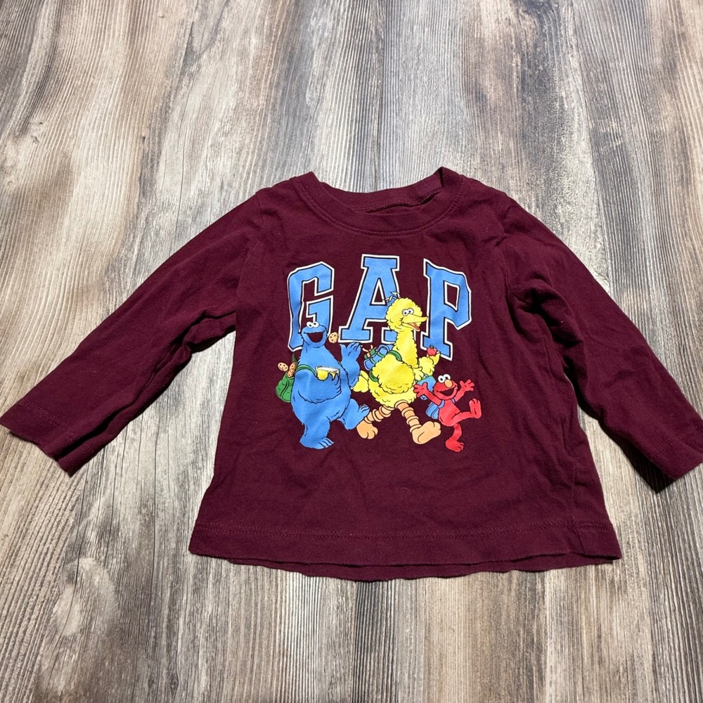 Baby GAP T-Shirt Maroon Sesame Street Kidcore